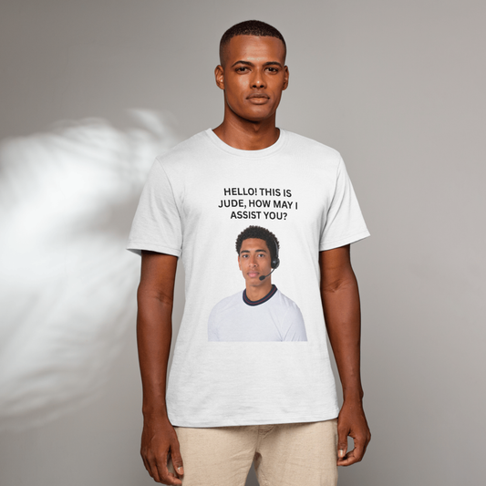 Hello, This Is Jude – How May I Assist You? T-Shirt