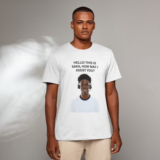 Hello, This Is Saka – How May I Assist You? T-Shirt
